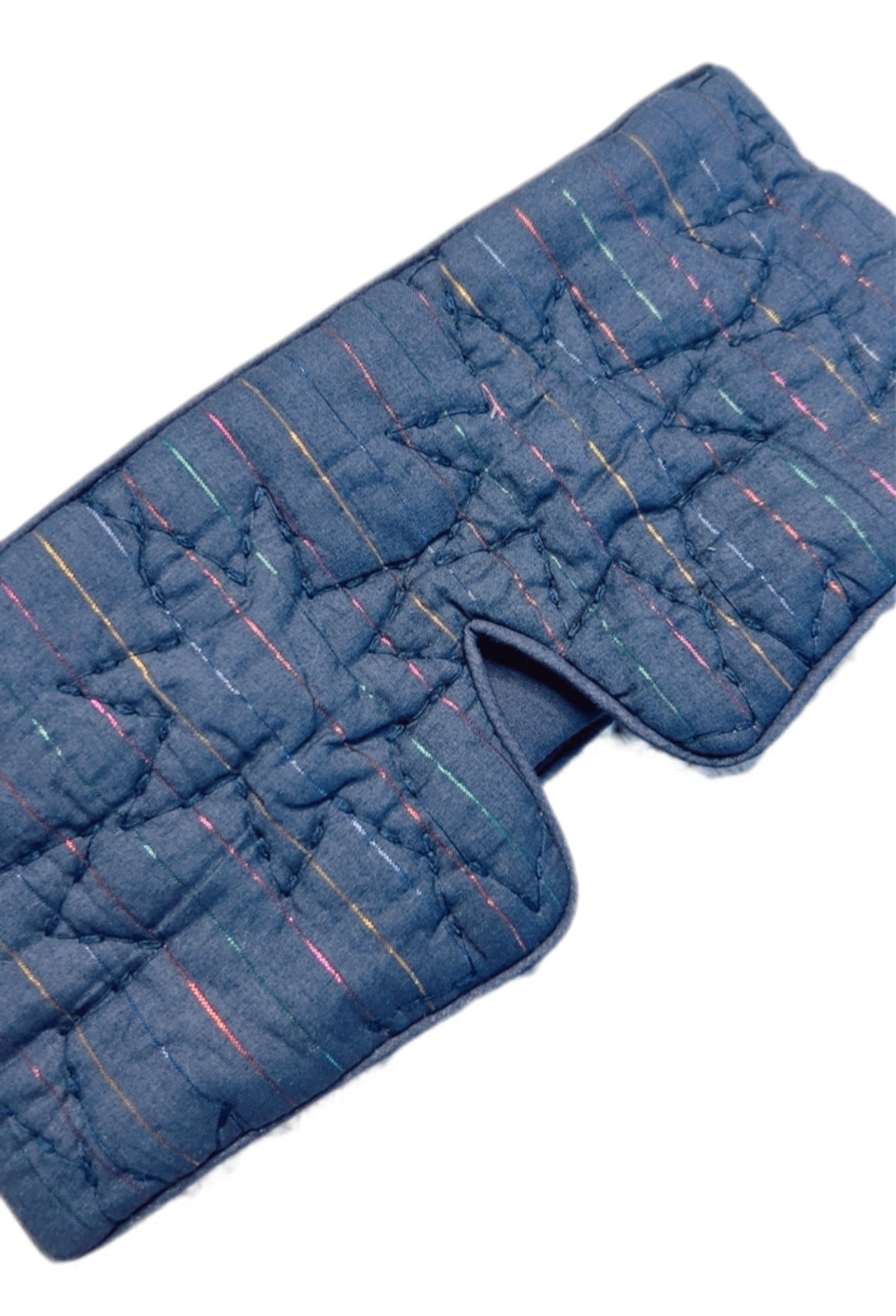 Millie Metallic Stripe No Waste Quilted Eye Mask - Midnight Blue