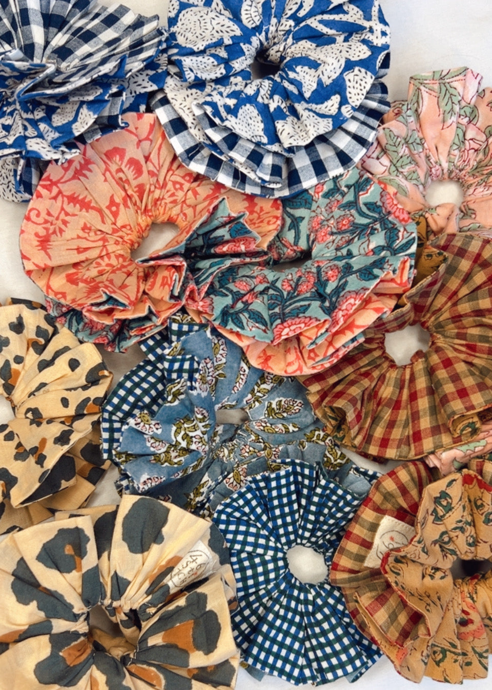 Rizo Double Layer, Reversible Cotton Scrunchie - Chilli Red