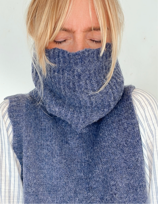 Laura Wavy Edge Knitted Snood - Heathered Navy Marl
