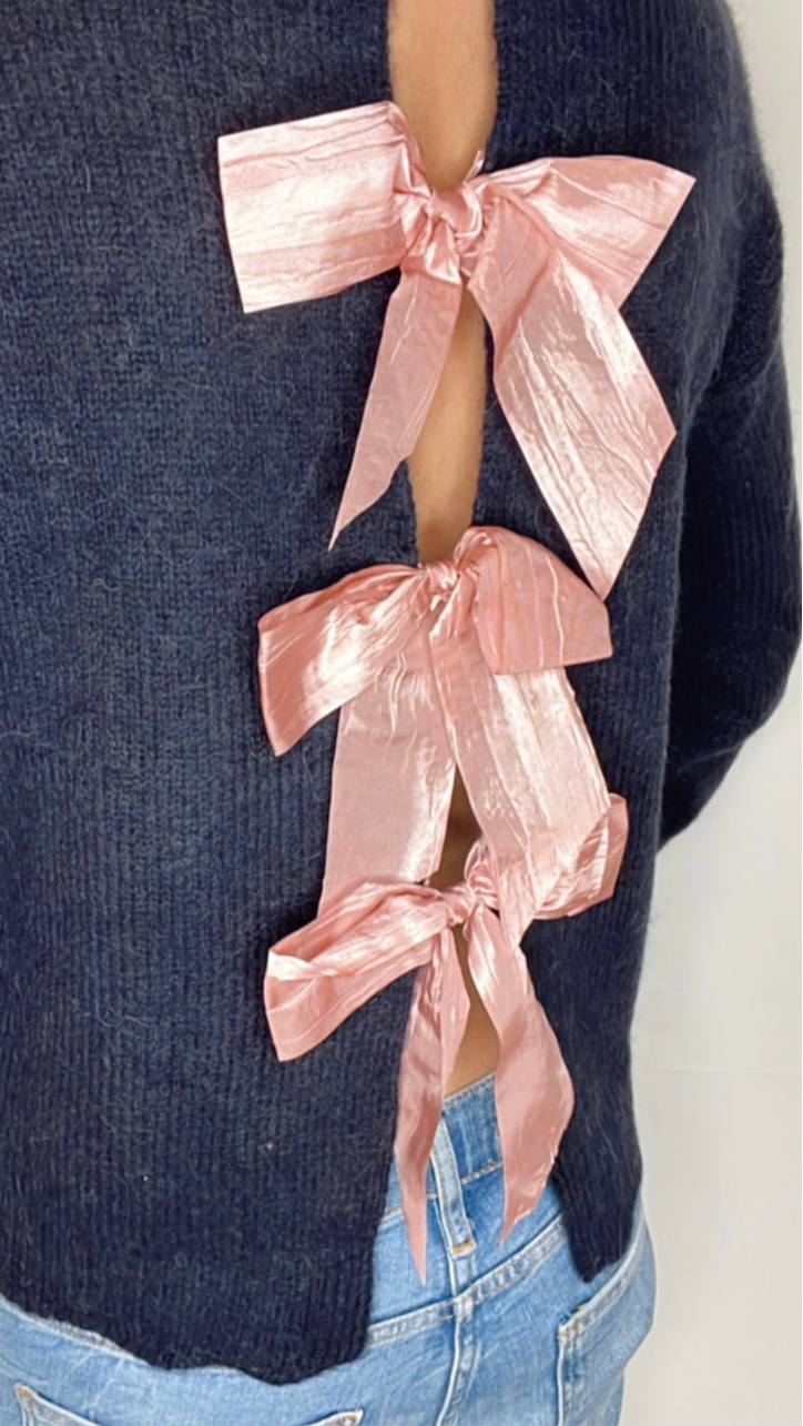 Open, Bow Back Jumper - Dark Navy