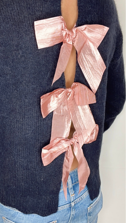 Open, Bow Back Jumper - Dark Navy