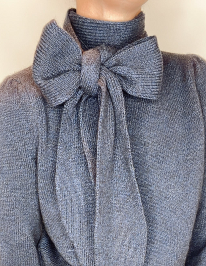 Bow Tie Neck Jumper - Navy