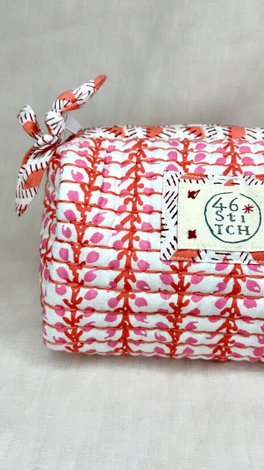 Carrie No Waste Small Make-Up / Wash Bag - Coral