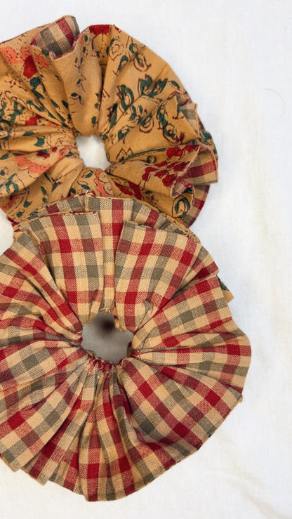 Daria Double Layer, Reversible Cotton Scrunchie - Plaster