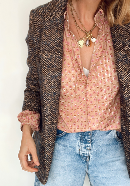 Farrow Detachable Tie Neck Cotton Shirt - Plaster Pink