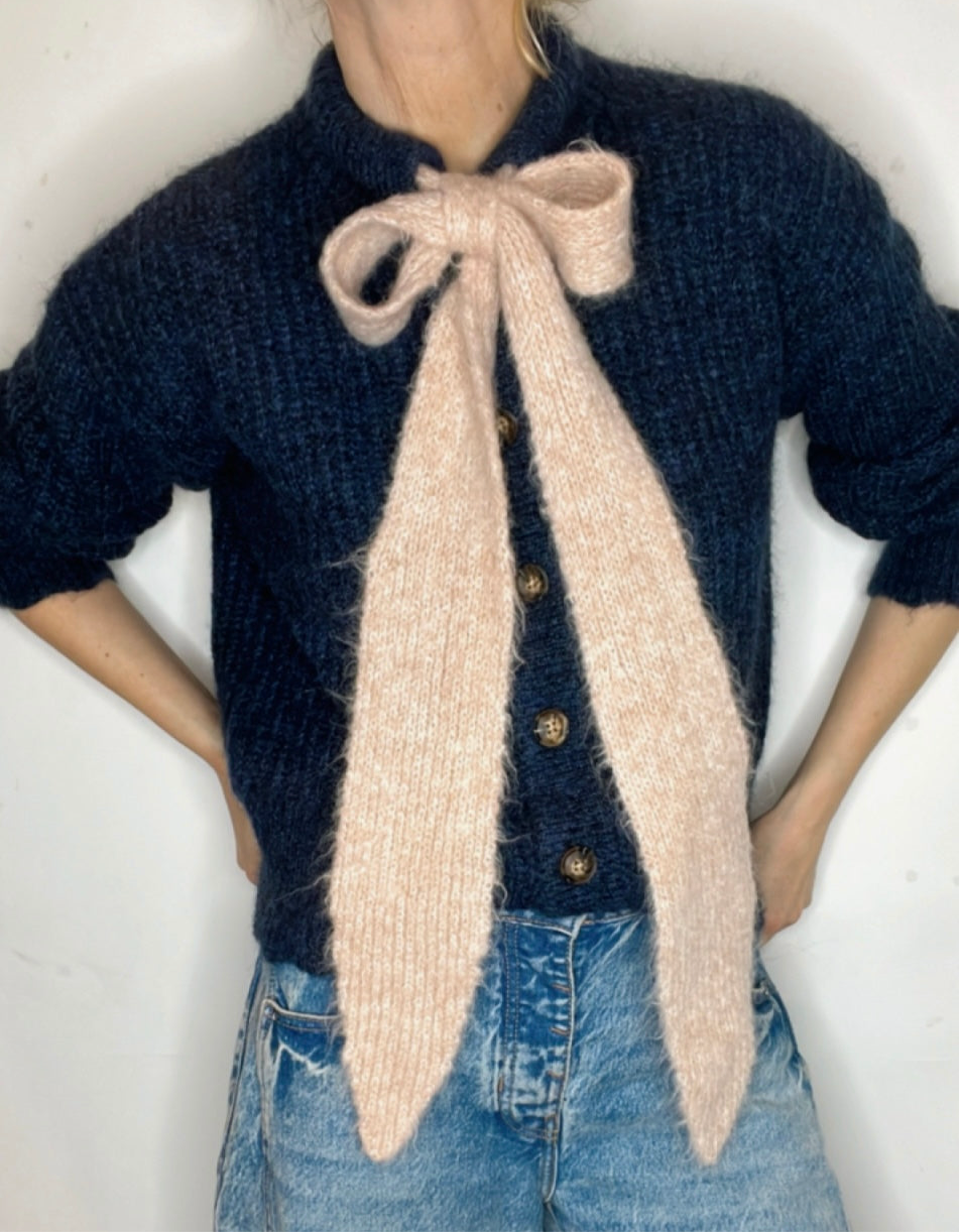Long, Chunky Knit Tie (only) - Blossom Pink