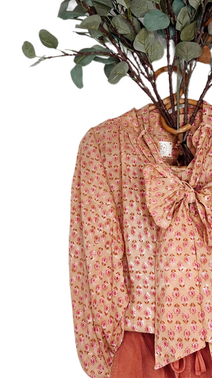 Farrow Detachable Tie Neck Cotton Shirt - Plaster Pink