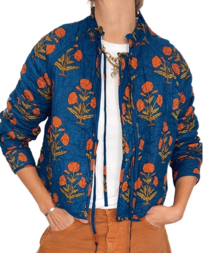 Holi Quilted Jacket - Deep Teal & Rust