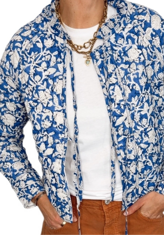 Clem Cotton Quilted Jacket - Indigo