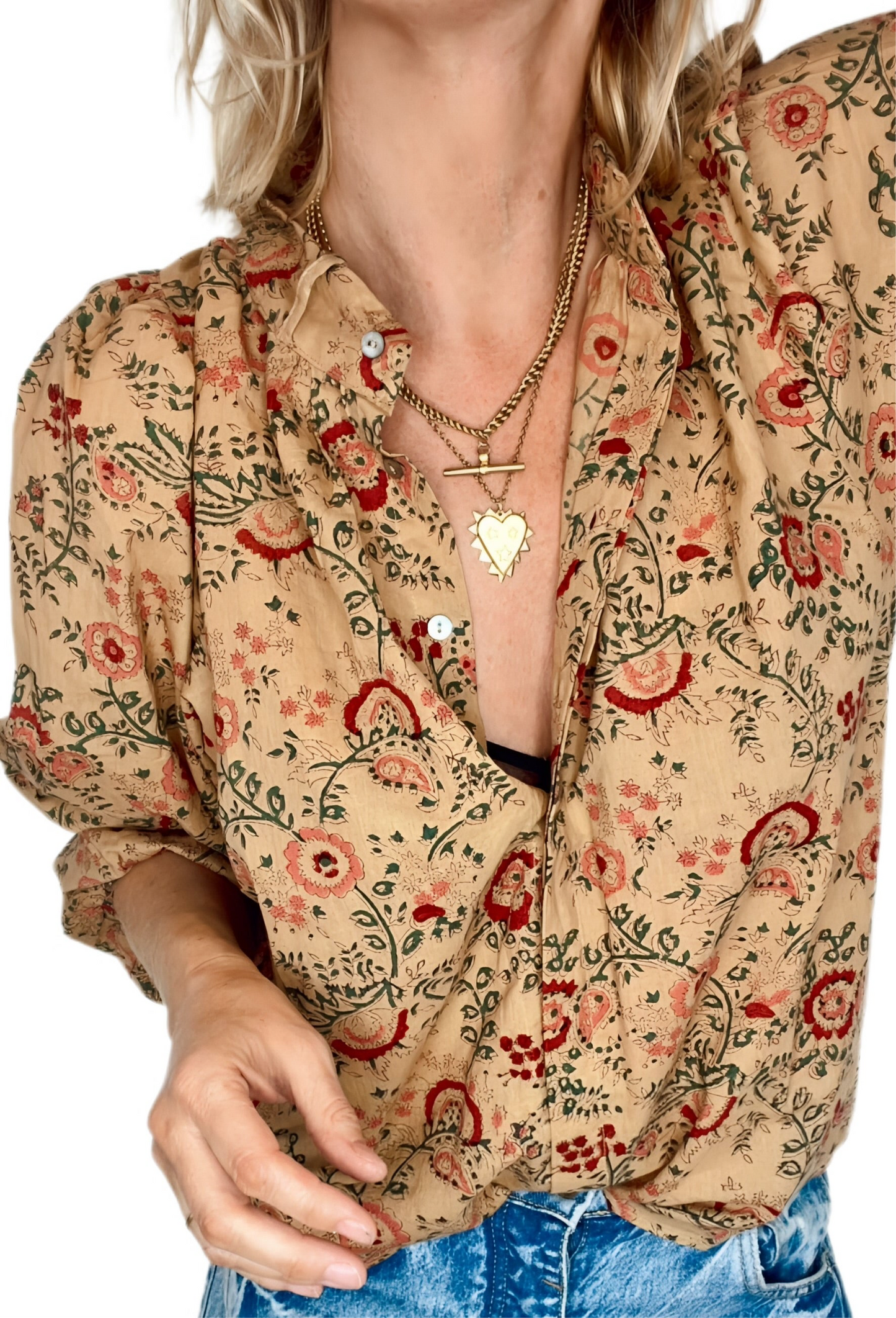 Daria Detachable Tie Neck Cotton Shirt - Smoked Trout