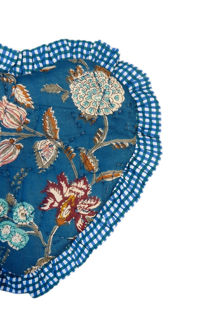 Izzy Quilted Heart Pot Holder - Dark Teal