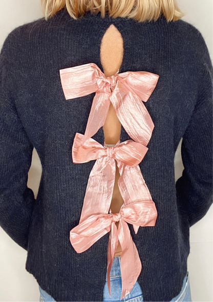 Open, Bow Back Jumper - Dark Navy
