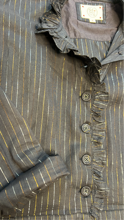 Millie Metallic Stripe Cotton Jumpsuit - Midnight Blue