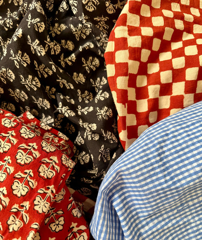 Check It Out Detachable Tie Neck Cotton Shirt - Red Earth