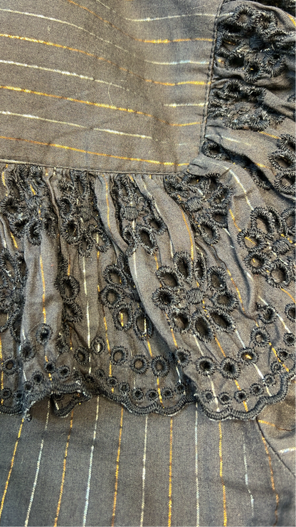 Millie Metallic Stripe Cotton Jumpsuit - Midnight Blue