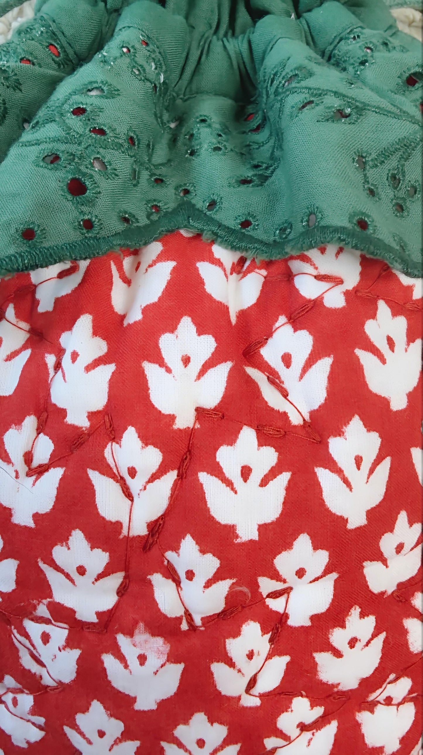 Strawberry Cotton Quilted Bag With Adjustable Strap - Chilli Red