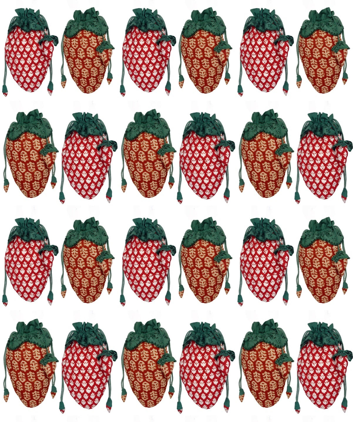 Strawberry Cotton Quilted Bag With Adjustable Strap - Chilli Red