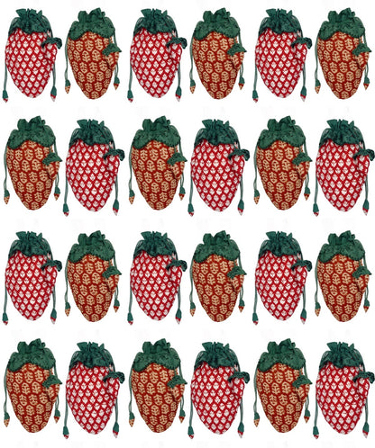 Strawberry Cotton Quilted Bag With Adjustable Strap - Chilli Red