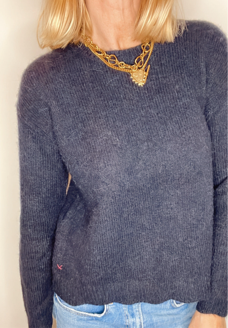 Open, Bow Back Jumper - Dark Navy