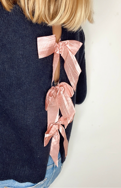 Open, Bow Back Jumper - Dark Navy