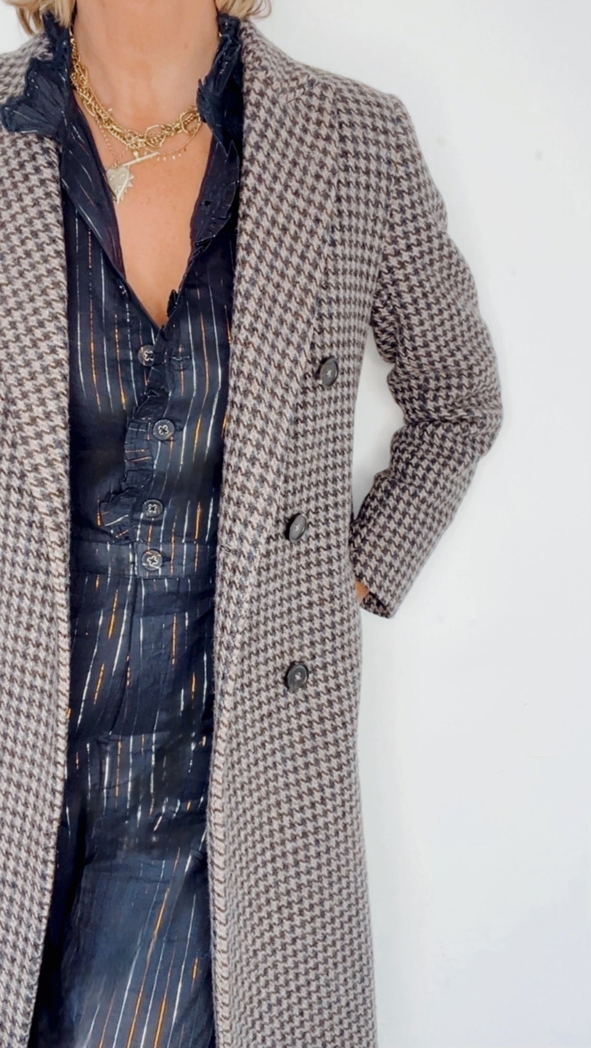 Millie Metallic Stripe Cotton Jumpsuit - Midnight Blue