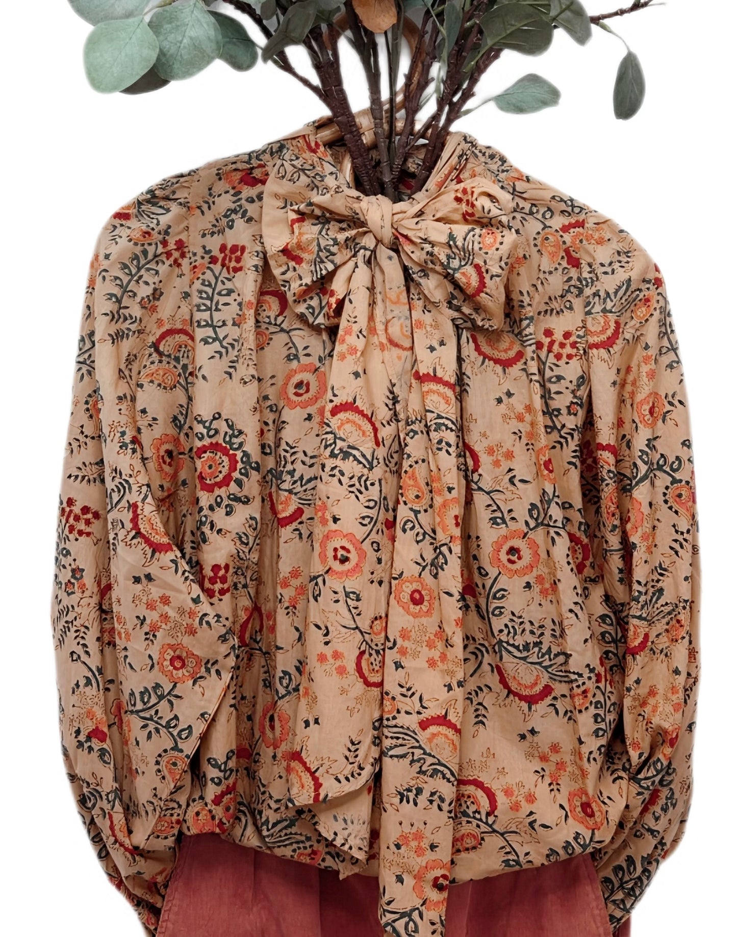 Daria Detachable Tie Neck Cotton Shirt - Smoked Trout