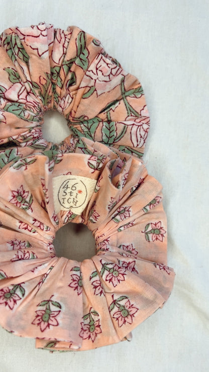 Candyfloss Double Layer, Reversible Cotton Scrunchie - Softest Pink