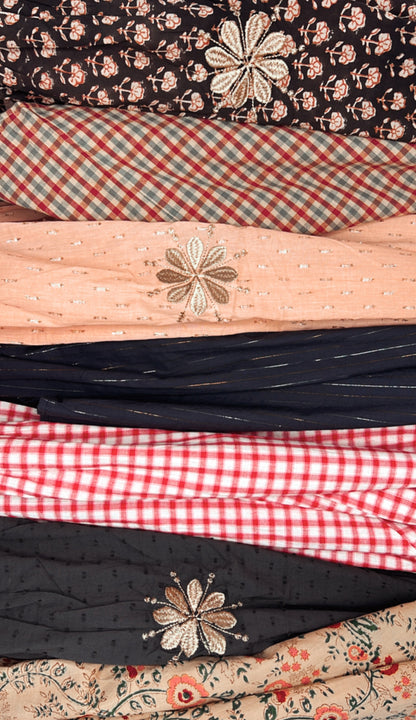 Calamine Half Placket Cotton & Metallic Spot Pop-Over Top - Plaster