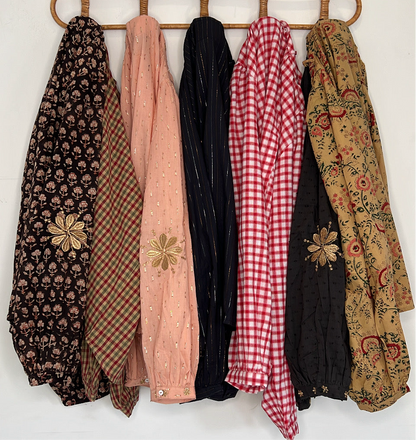 Cherry Check Detachable Tie Neck Cotton Shirt - Cherry Red