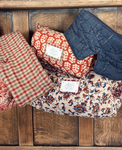 Millie Metallic Stripe No Waste Quilted Eye Mask - Midnight Blue