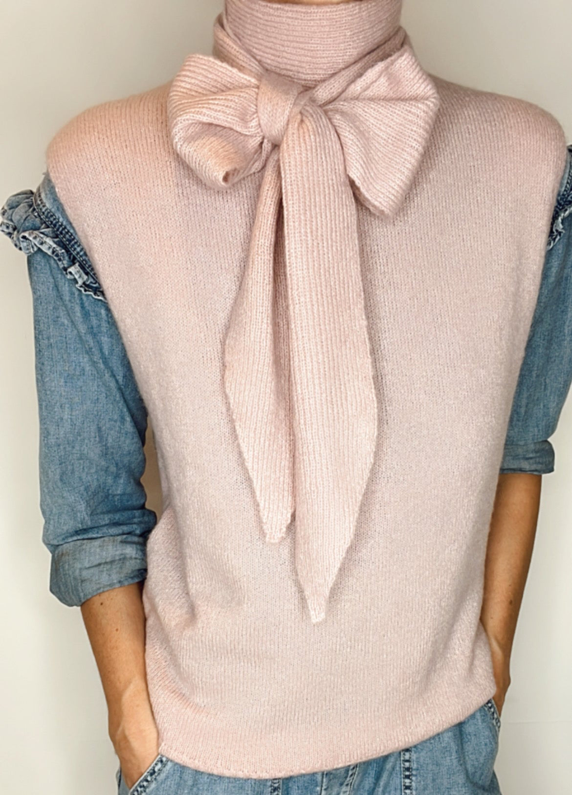 Bow Tie Neck Tank - Peony Pink