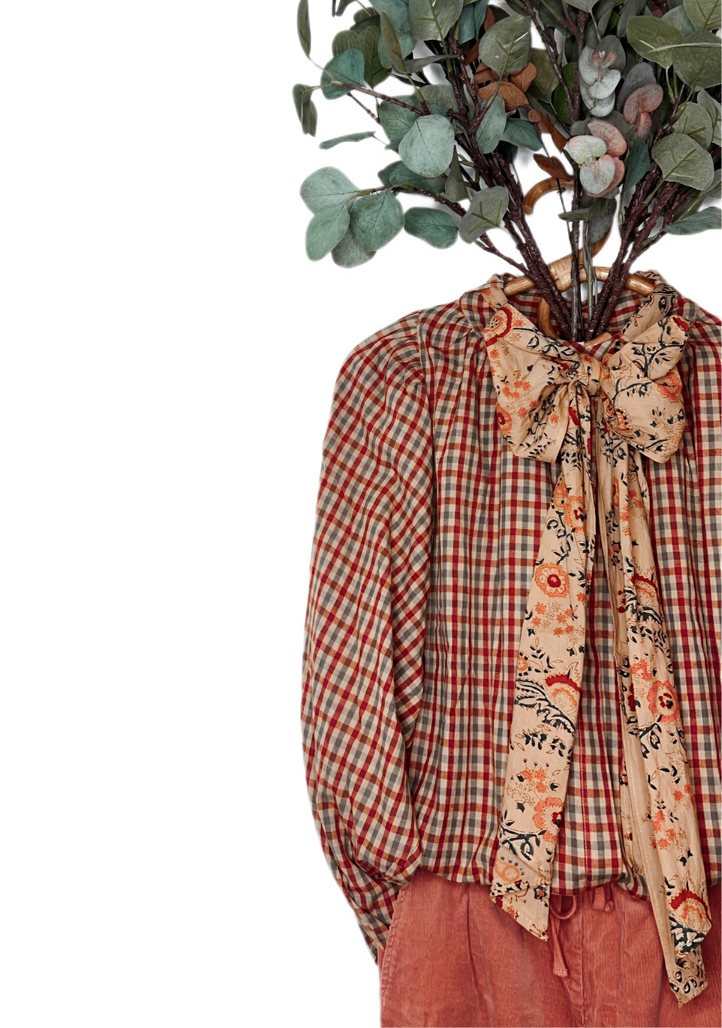 Daria Detachable Tie Neck Cotton Shirt - Smoked Trout