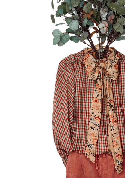 Daria Detachable Tie Neck Cotton Shirt - Smoked Trout