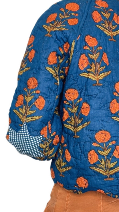 Holi Quilted Jacket - Deep Teal & Rust