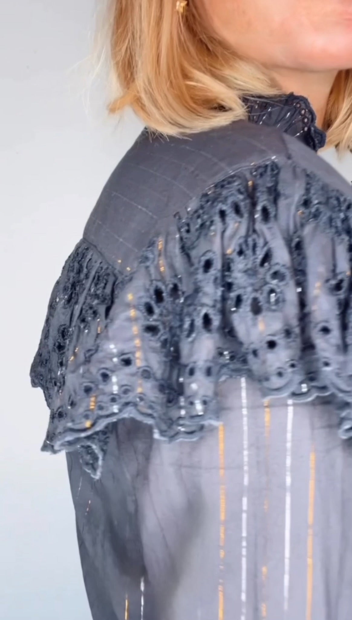 Millie Metallic Stripe Cotton Jumpsuit - Midnight Blue