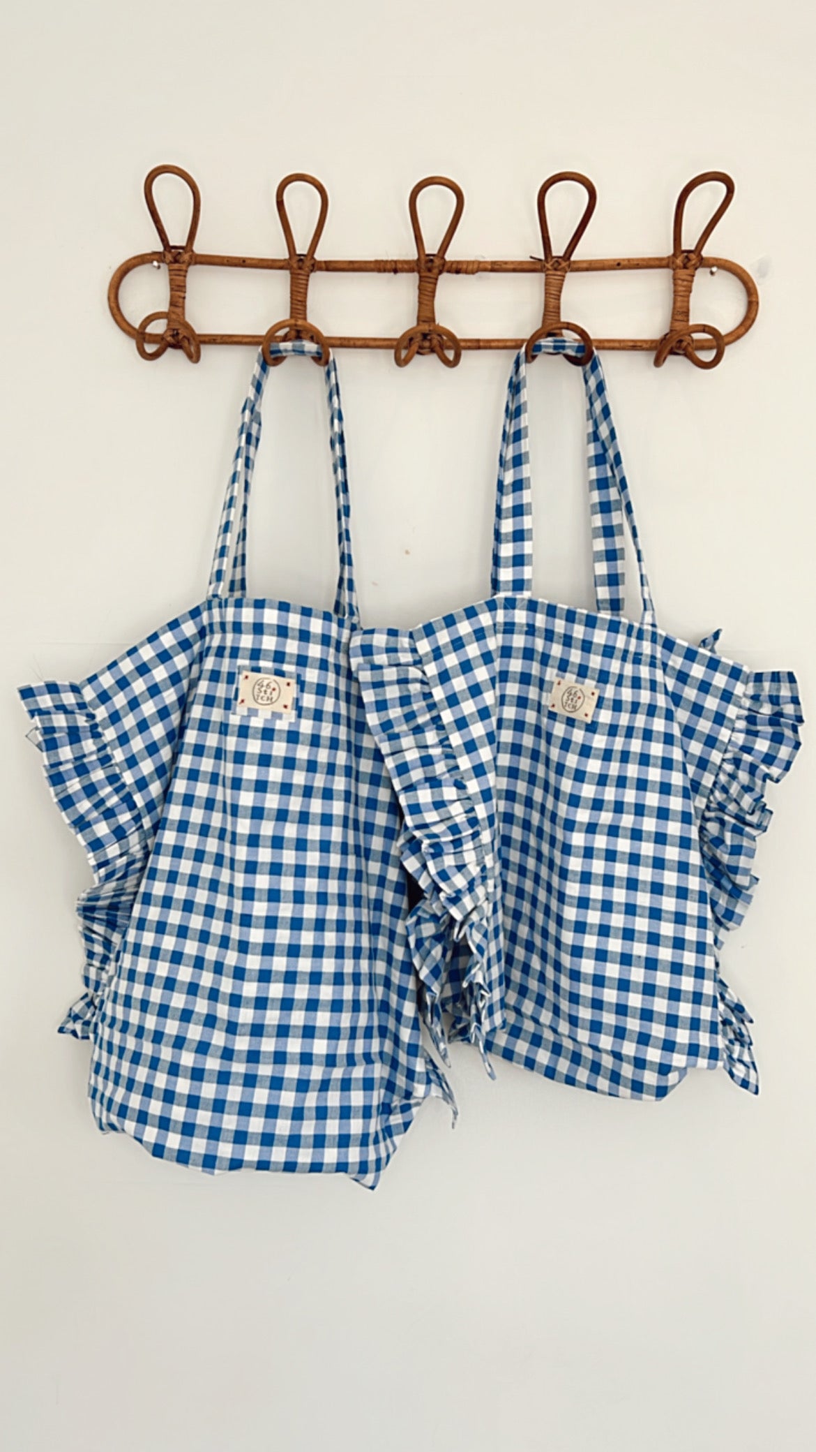 SMALL Vix Gingham Cotton Fabric Bag