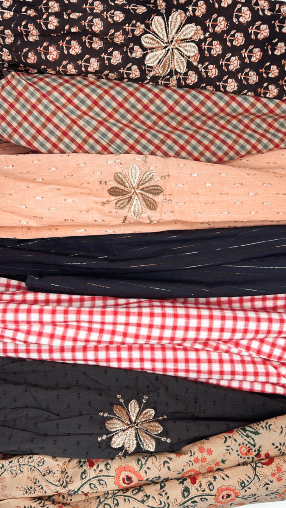 Autumn Gingham Detachable Tie Neck Cotton Shirt - Merlot Multi