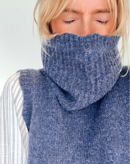 Laura Wavy Edge Knitted Snood - Heathered Navy Marl
