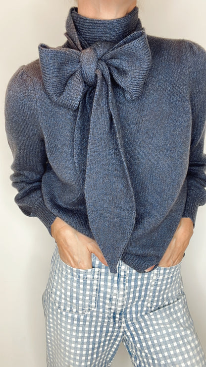 Bow Tie Neck Jumper - Navy