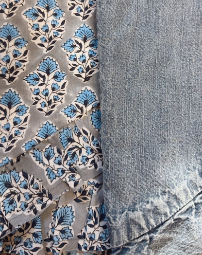 Sienna Frilly Edge Cotton Wrap Mini Skirt - Dusty Blue Green