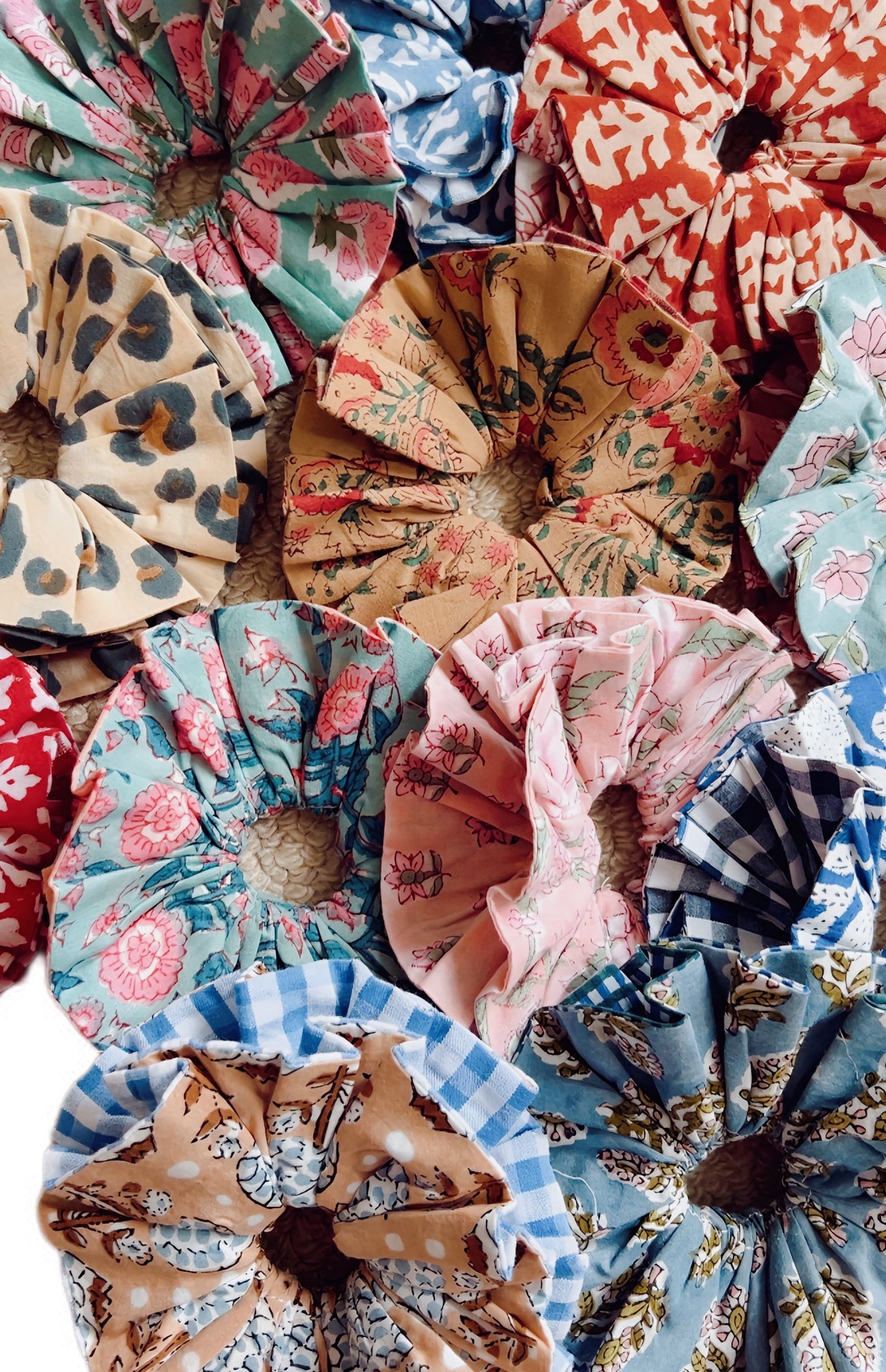 Rizo Double Layer, Reversible Cotton Scrunchie - Chilli Red