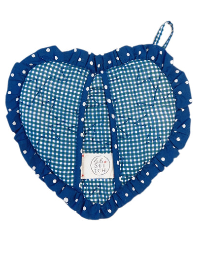 Gigi Quilted Heart Pot Holder - Deep Teal & Navy
