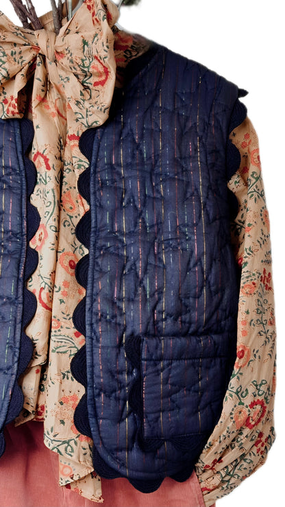 Daria Detachable Tie Neck Cotton Shirt - Smoked Trout