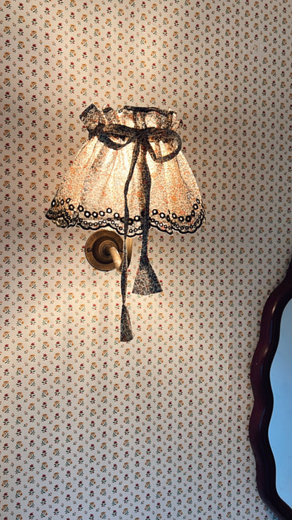 MADE WITH LIBERTY PRINT - Small Adjustable Broderie Trim Fabric Lampshade Cover - Katie & Millie Print