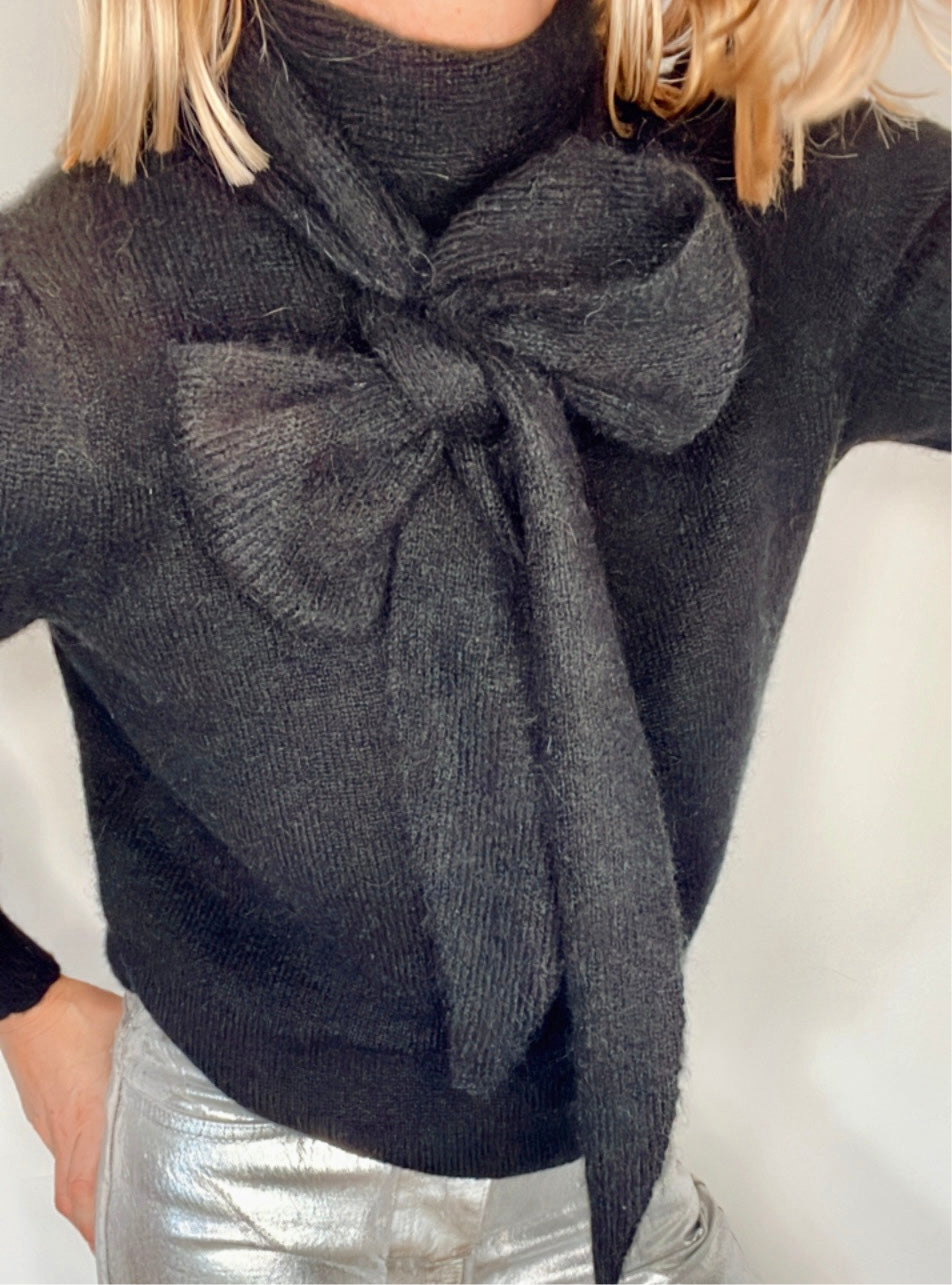 Bow Tie Neck Jumper - Noir