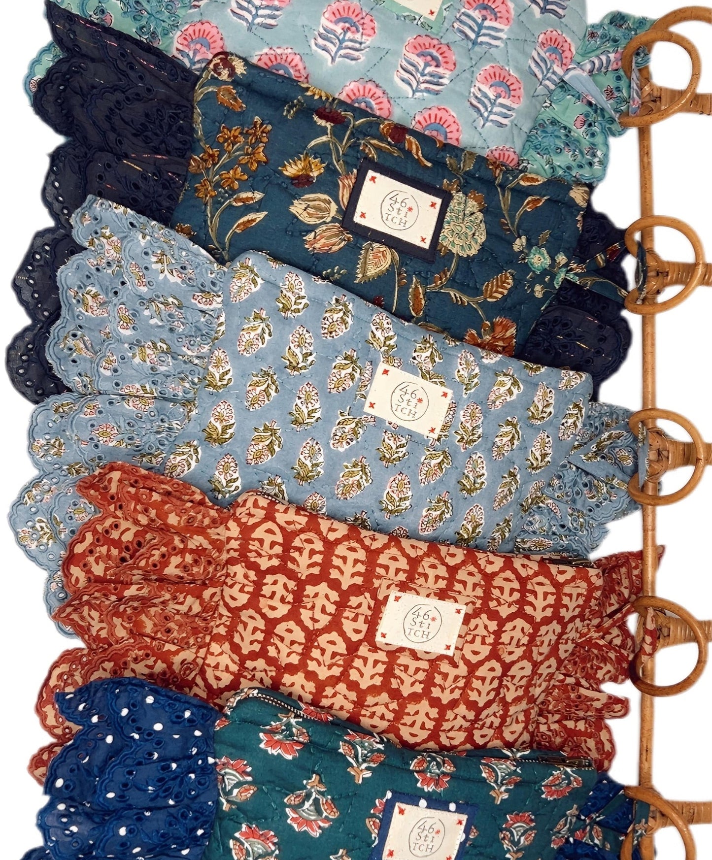 Beth Quilted Cotton Frill Clutch - Deep Teal
