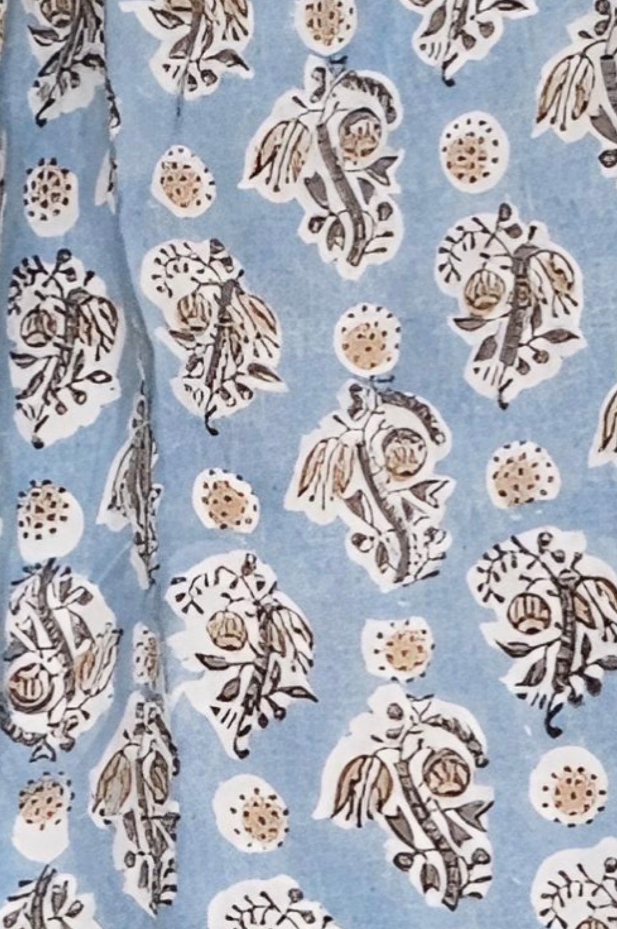 Reena Ric Rac Cotton Top - Denim Blue Print