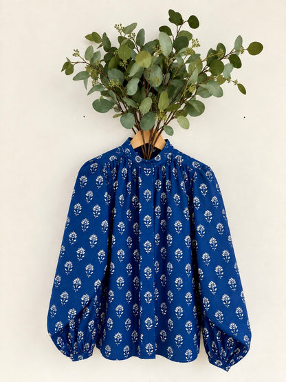 Immy Detachable Tie Neck Cotton Shirt - Ink Print