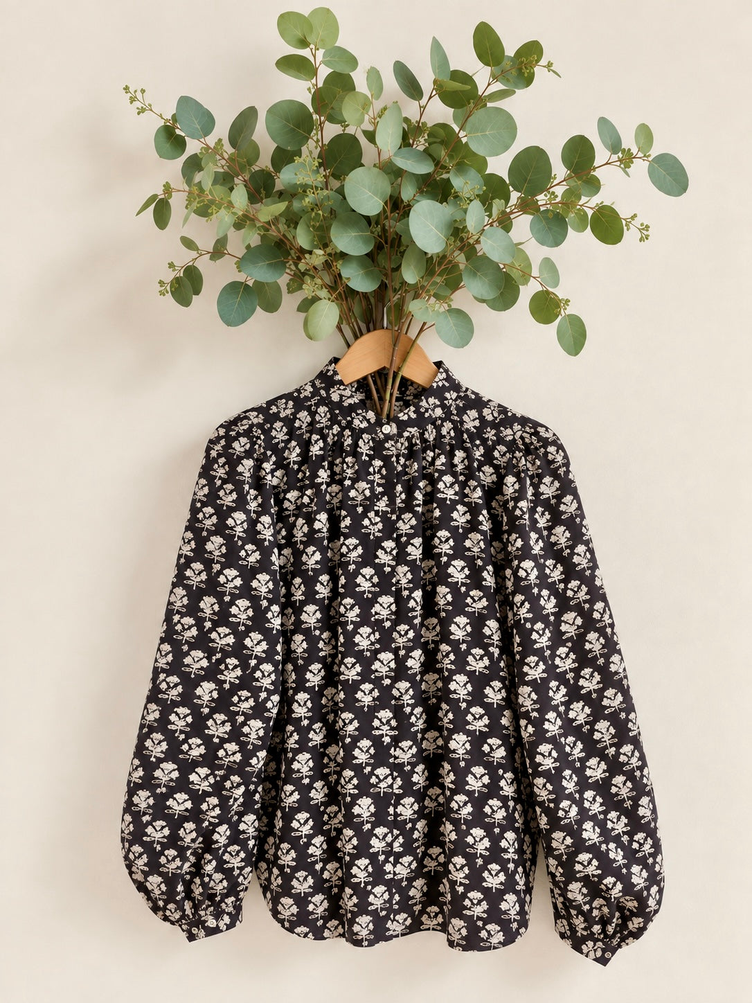 Jet Detachable Tie Neck Cotton Shirt - Liquorice