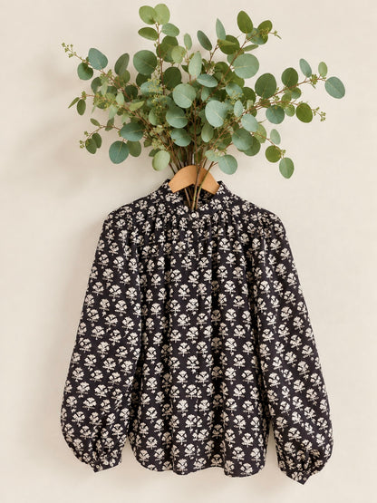 Jet Detachable Tie Neck Cotton Shirt - Liquorice